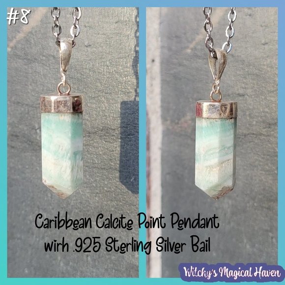 Caribbean Calcite Gemstone Sterling Silver Bail Pendants - Picture 10 of 12